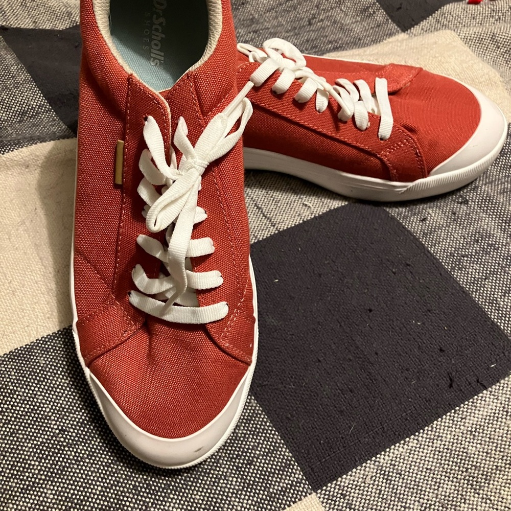 Dr. Scholl's Red Canvas Sneakers with White Accents